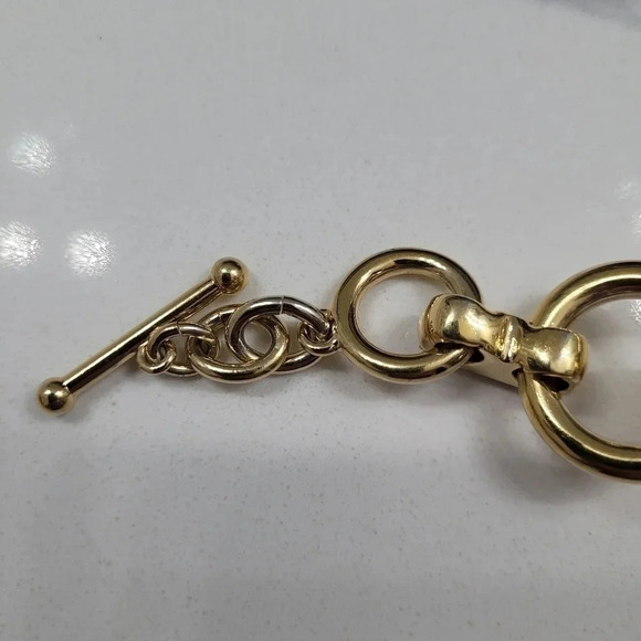 Gold Toned Rhinestone Toggle Bracelet - Picture 6 of 12